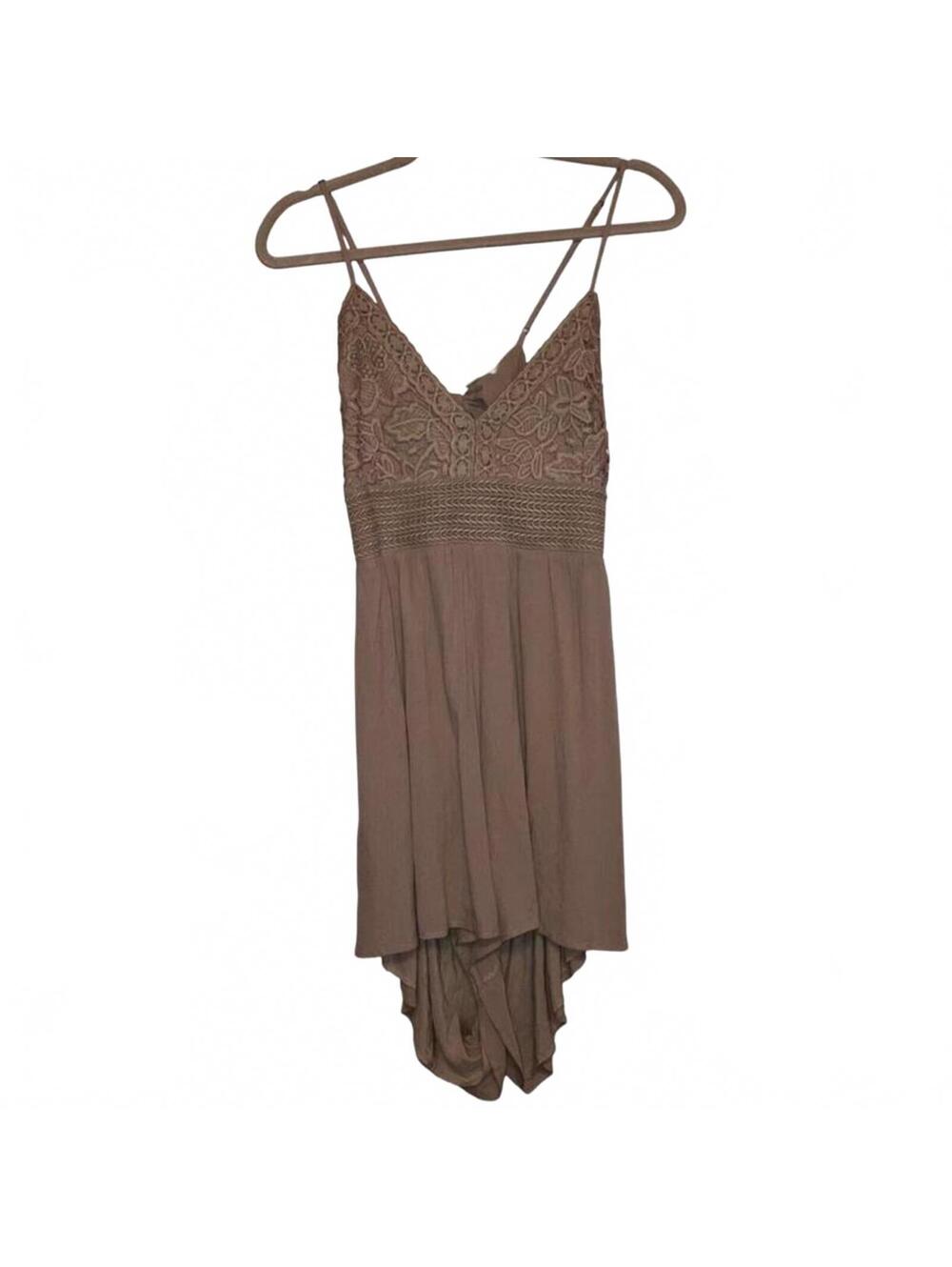 Aeropostale Brown Crochet Bust High Low Romper Boho NWT